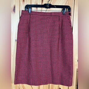 Vintage Pendleton 100% Wool Black & Pink Geometric Print Lined Skirt Size 14